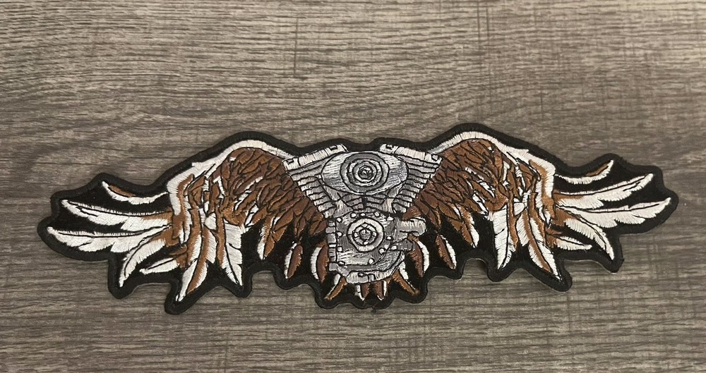 V-Twin Engine Wings Feathers Motorcycle Biker Embroidered Patch