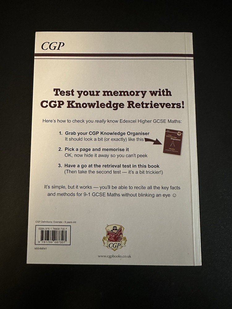CGP GCSE Knowledge Retriever Maths For Edexcel- Higher Level