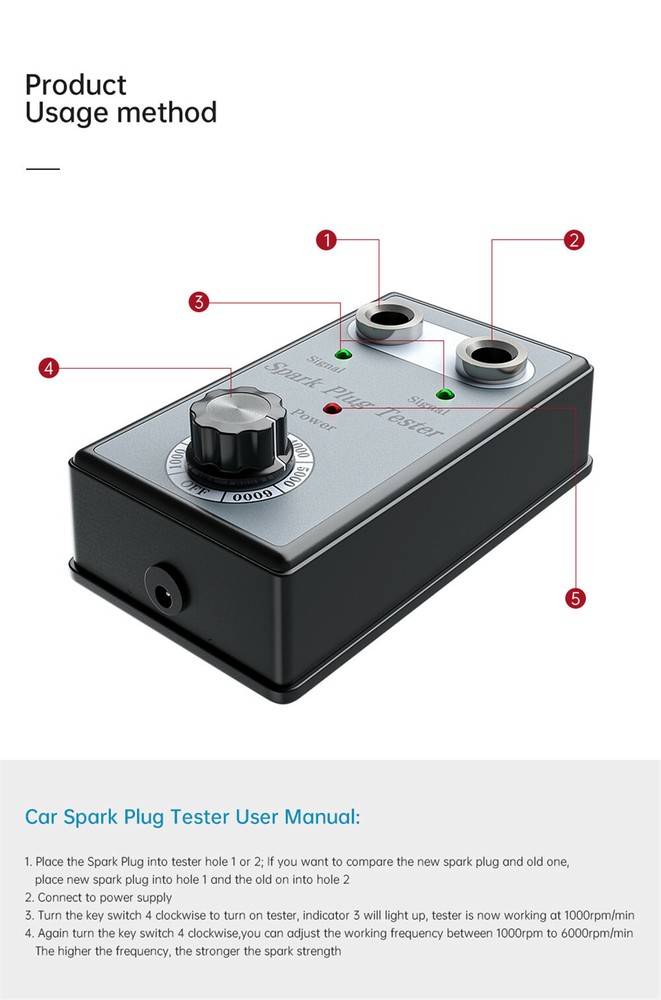 Car Spark Plug Tester Ignition Plug Analyzer Diagnostic Tool Dual Hole EAA