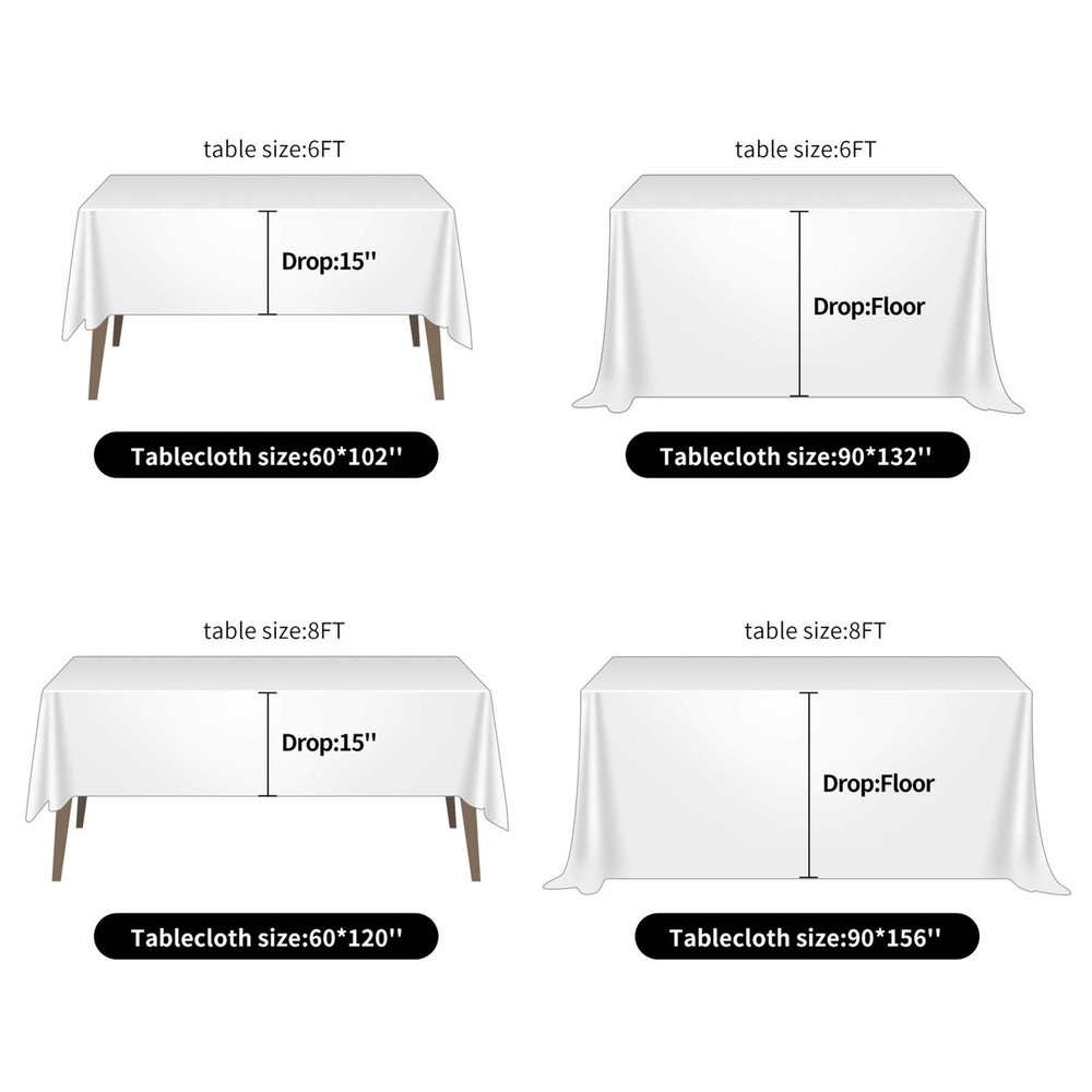 2 Pack 60x102" Yellow Rectangular Tablecloth for 6 Feet Table Polyester