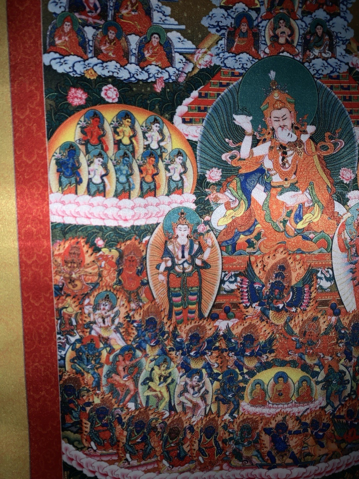 Buddha Tibetan Thangka Art 20 x 34" tapestry printed fabric nice Urgyan Chang