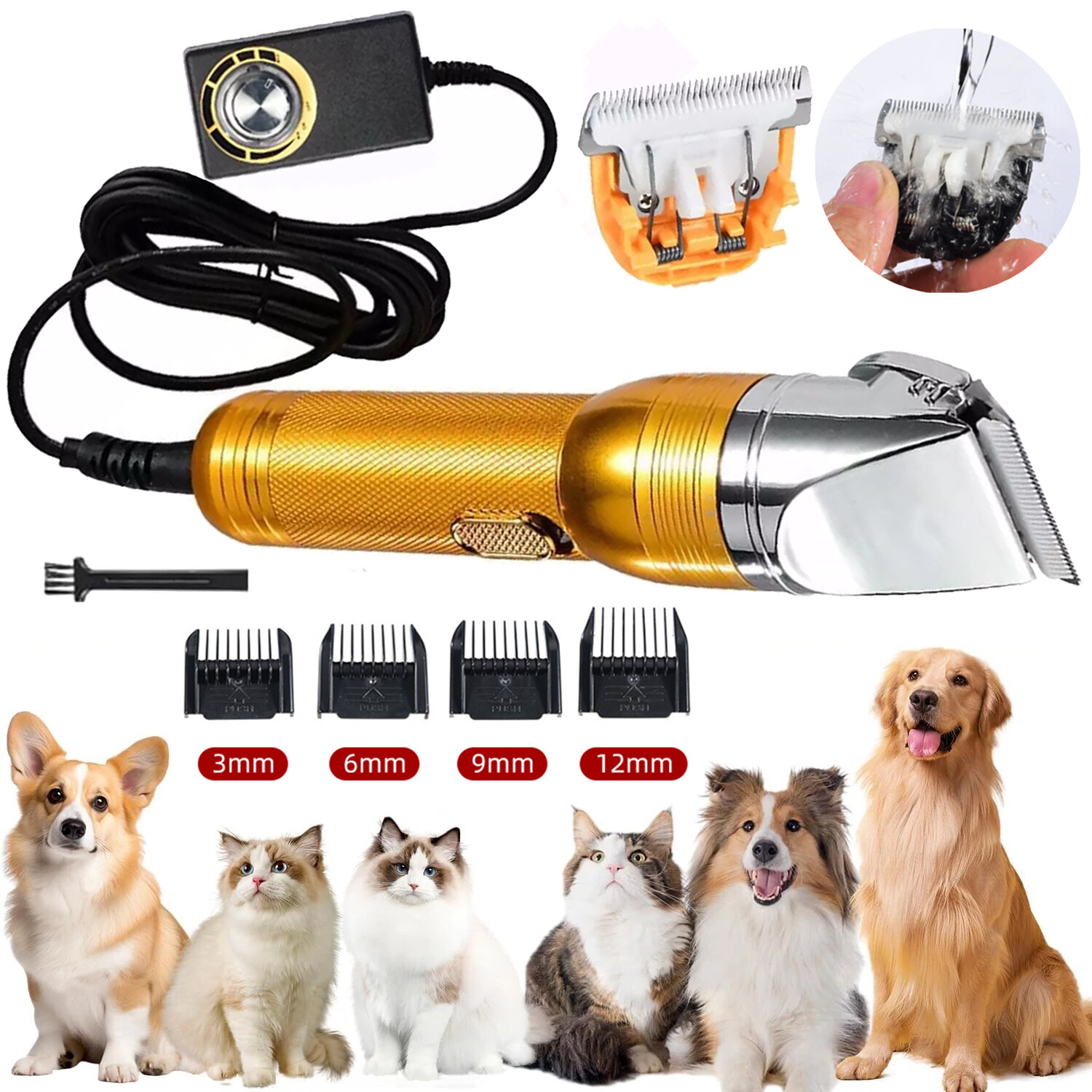 380W Heavy-Duty Pet Hair Trimmers Electric Professional Dog Grooming Clippers US