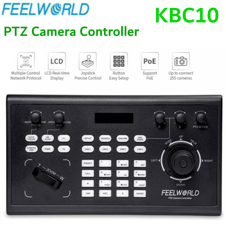 FEELWORLD KBC10 PTZ Camera Controller Joystick Keyboard Control PoE LCD Screen