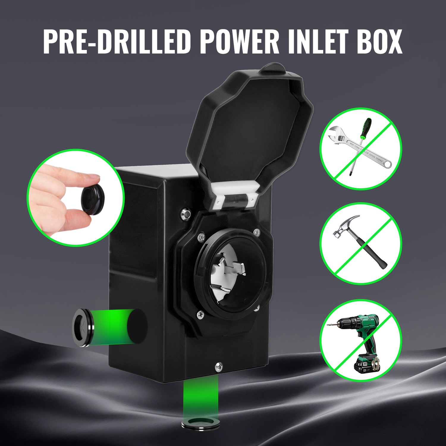 15-25FT RV Power Generator Inlet Box NEMA L14-50P 125/250V 50Amp Stormproof US