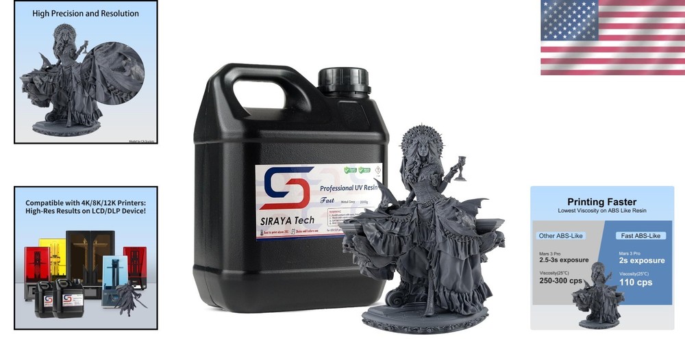 Fast ABS-Like 3D Printer Resin - Metal Grey, 2kg
