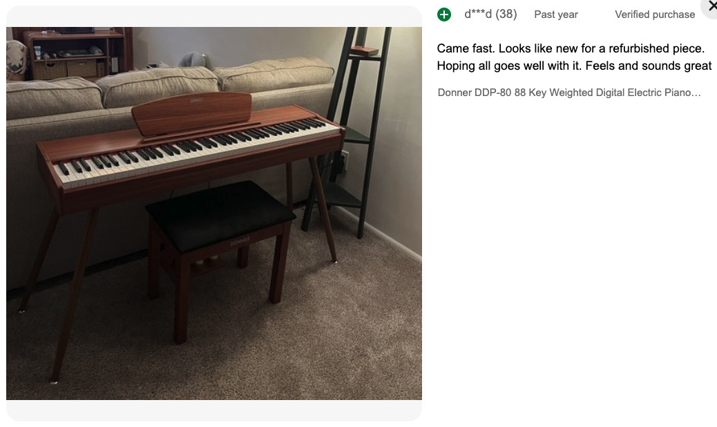 Donner DDP-80 Digital Piano 88 Key Weighted Keyboard Full-size Electric Piano