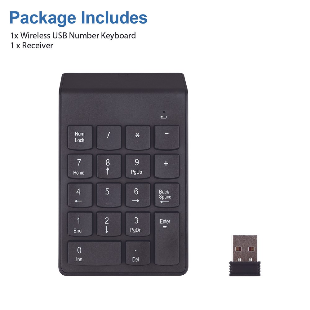 USB 2.4G Wireless Number Pad Numpad Numeric Keypad for Laptop Desktop PC 18Keys