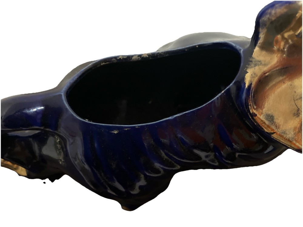 MCM Elephant Planter Cobalt Blue Gold