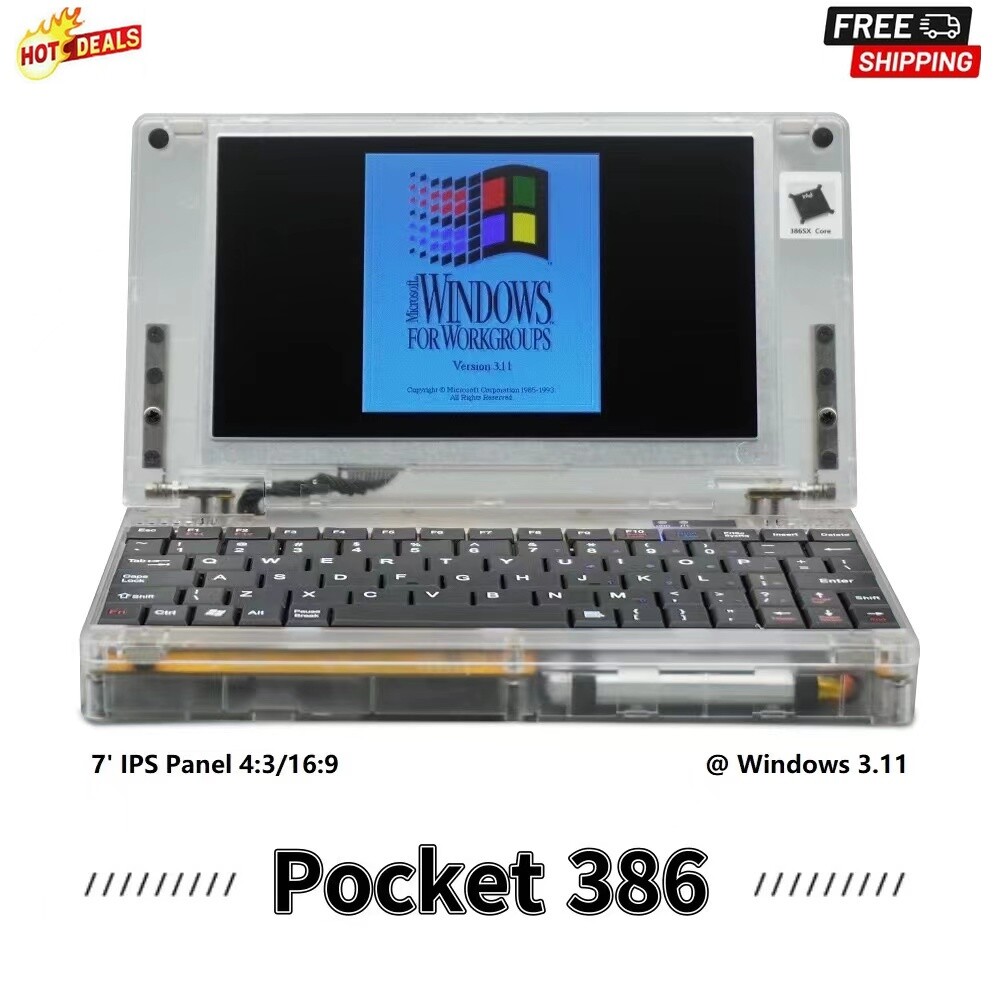 Pocket386 Retro Computer 386sx CPU DOS Computer Hand386 Upgrade Windows 3.11