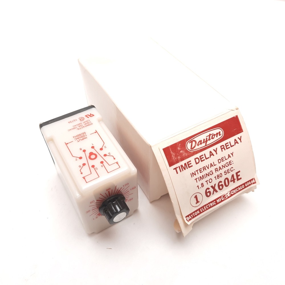 Dayton 6X604E Solid State Time Delay Relay, Interval Delay 1.8-180sec 120VAC