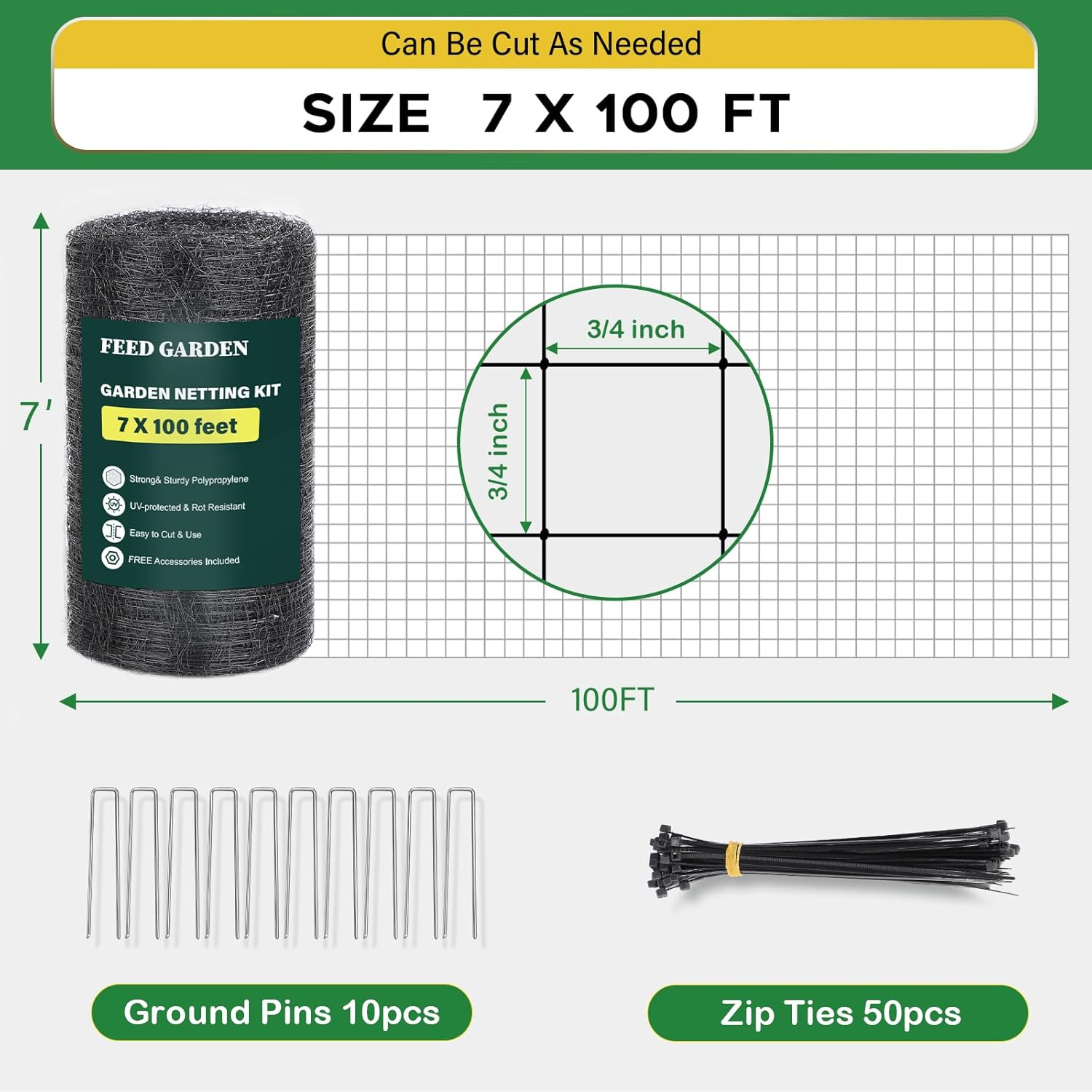 Garden Fence Landscape Deer Fencing Animal Protects Strong Netting 7x100 Borders