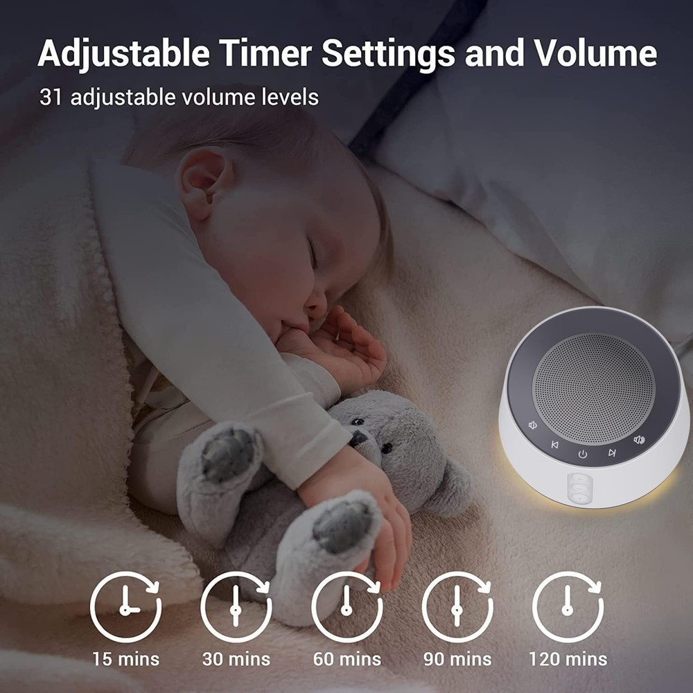5-Timer White Noise Machine with Night Light - Calm Your Space Effortlessly