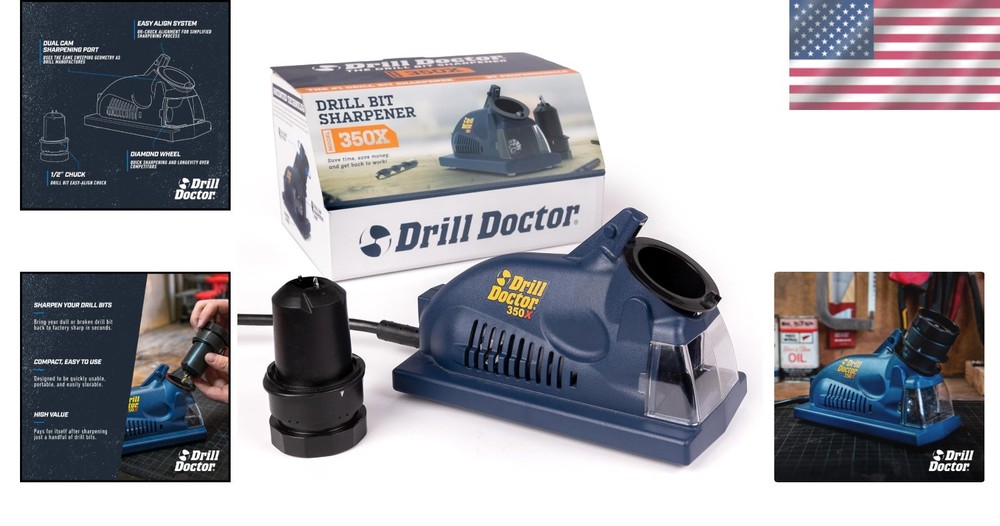 Compact Electric Drill Bit Sharpener - Easy Two-Step Operation for 3/32" to 1/2"