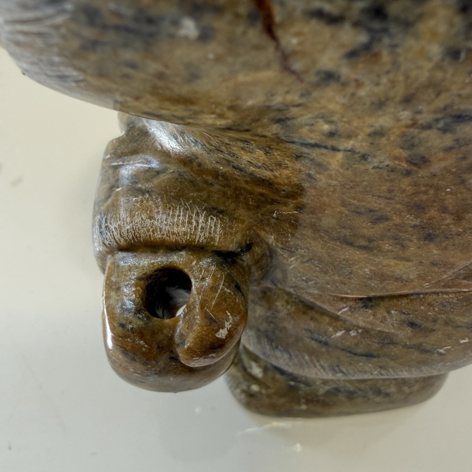 Eddie Lee Inuit Eskimo Spear Fisherman Signed 4.5" AlaskaHand Carved Soapstone