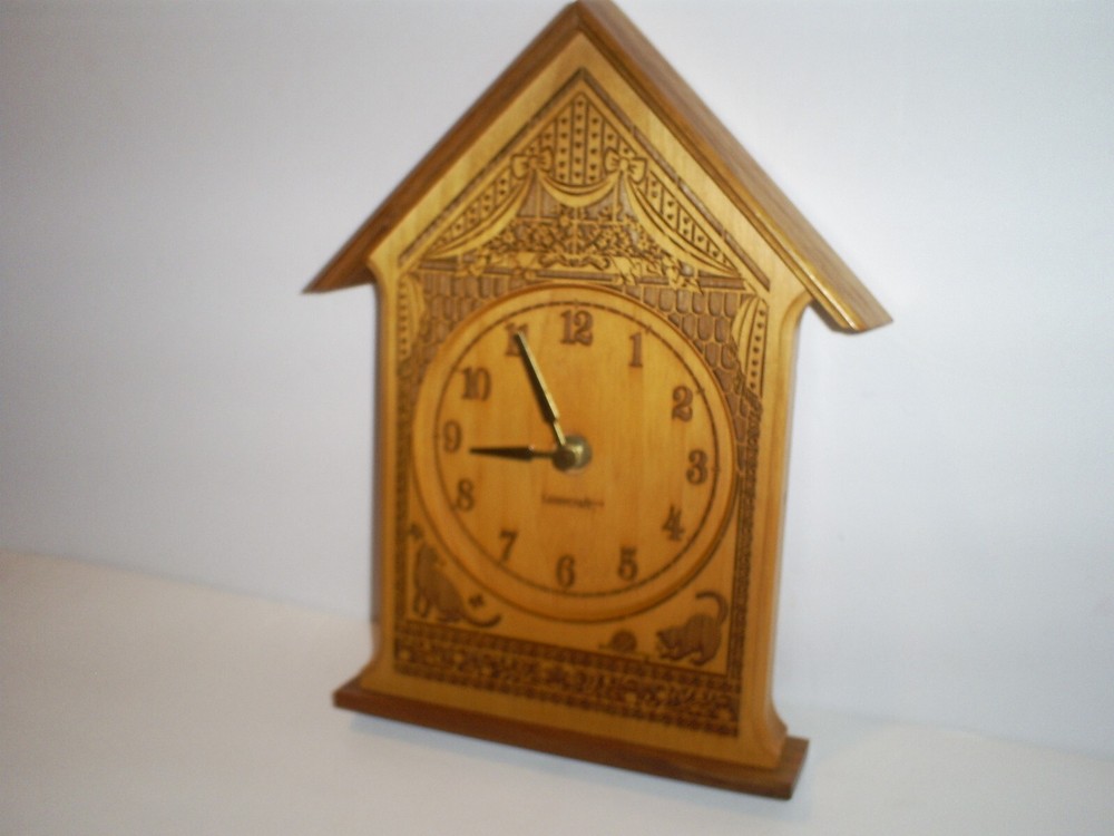 Lasercraft Solid Wood Wall,Table, Mantel Clock 9.5"H  x 7.25" W