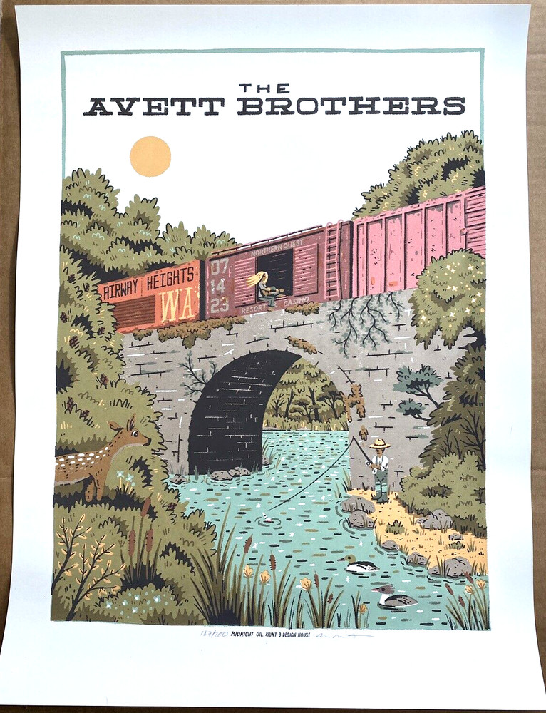 Authentic The Avett Brothers POSTER July 14 2023 Airway Heights WA AP S/N #/200