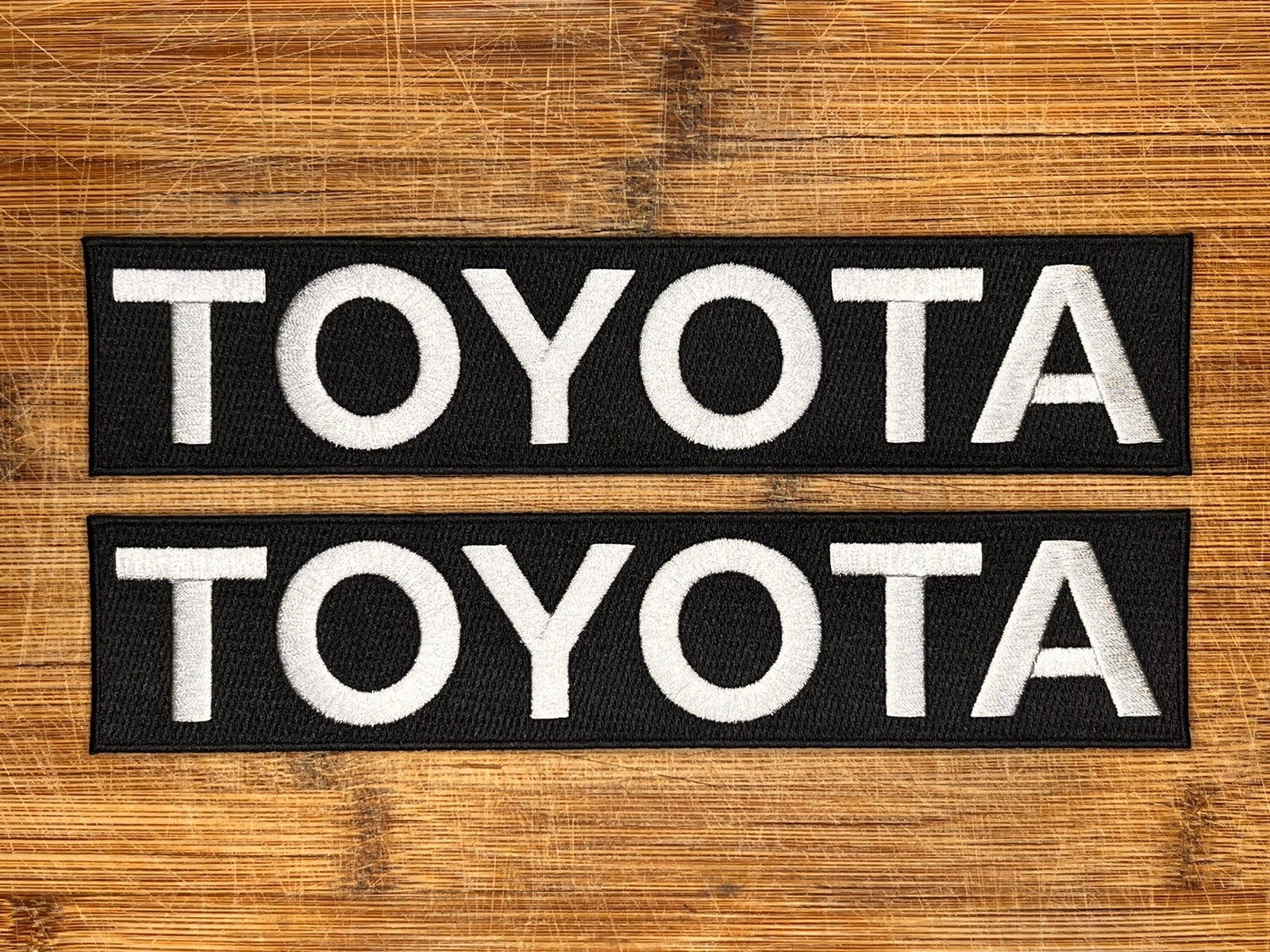 Toyota OEM Embroidered Patch Set Black White 8.5 X 2 Inches TRD
