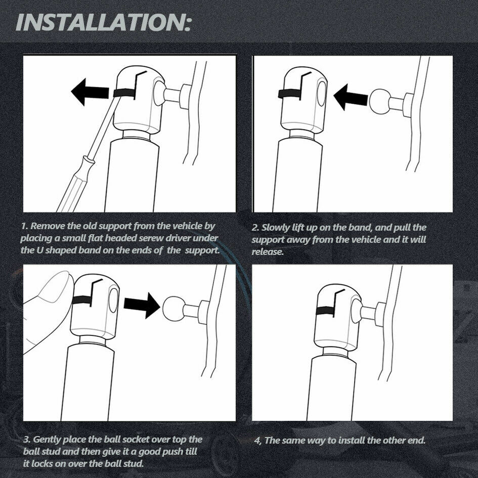 2 Rear Trunk Tailgate Lift Support Shock Struts For Lexus RX350 RX450H 2010-2015