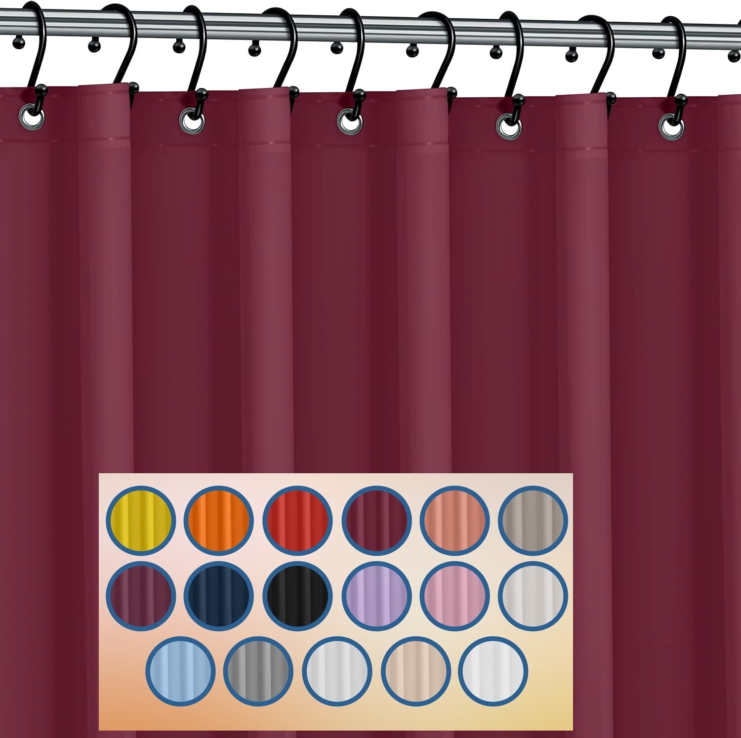 Shower Curtain Liner Mildew Resistant Vinyl Magnetized Bottom Grommets