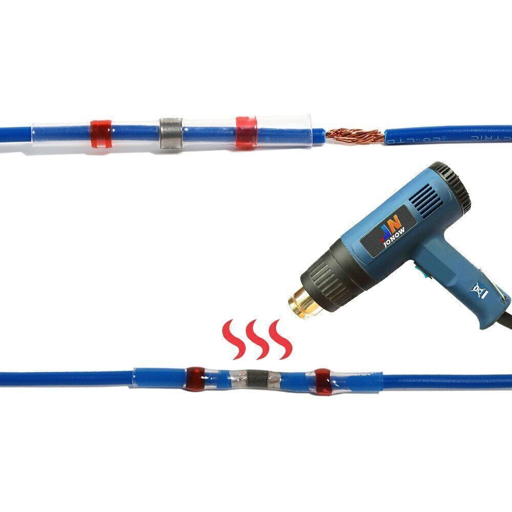 50/1000 Solder Seal Sleeve Heat Shrink Butt Wire Connectors Terminals Waterproof