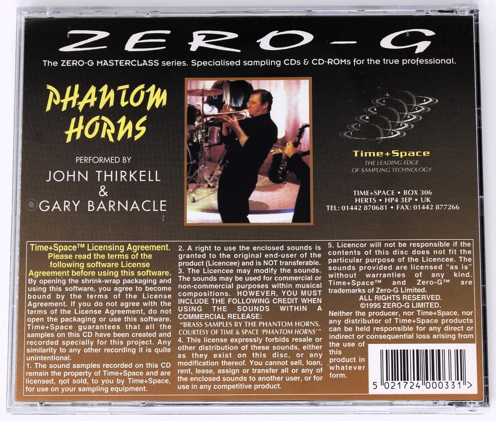 Zero-G Phantom Horns Sample/Sound Library/Sampling CD 1995