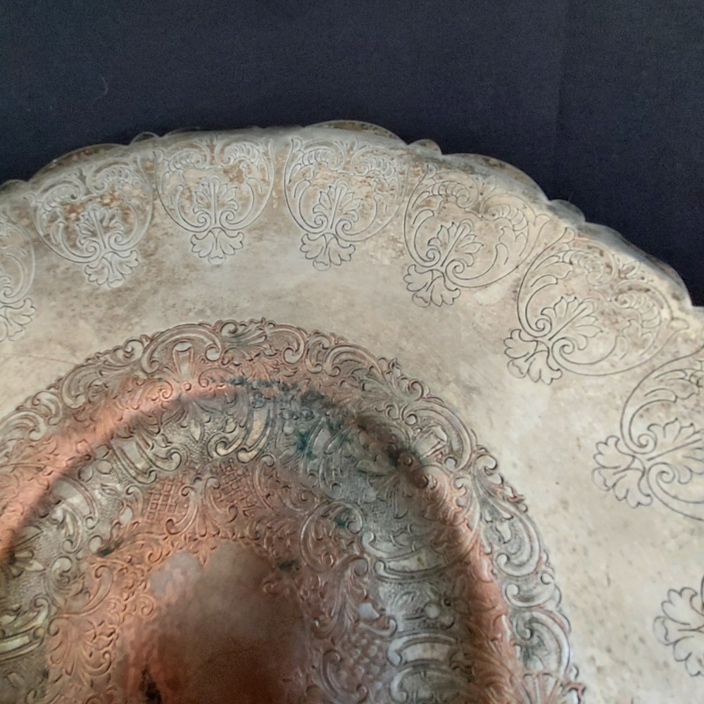 Vintage Silver/Copper Serving Tray 10"