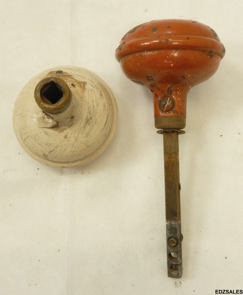 Vintage Round Door Knobs w/ Mortise Lockset Skeleton Key