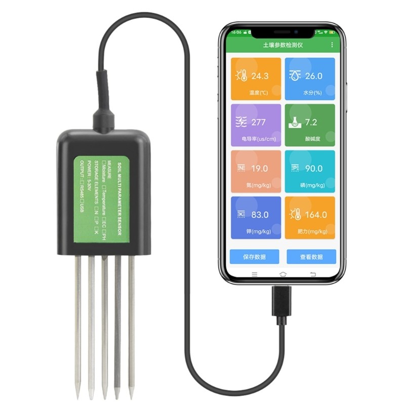 Multiple Parameters Soil Analyzers with Mobile Application for Temperature