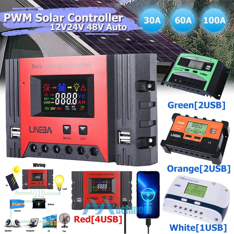 Solar Panel Regulator Battery Charge Controller 12V/24V/48V Auto Tracking LCD