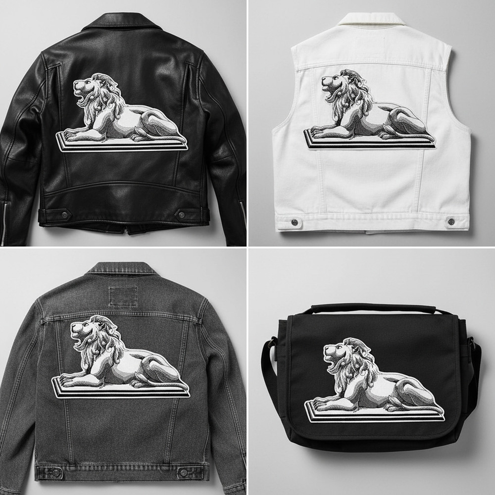 Stately Lion Patch | Black & White