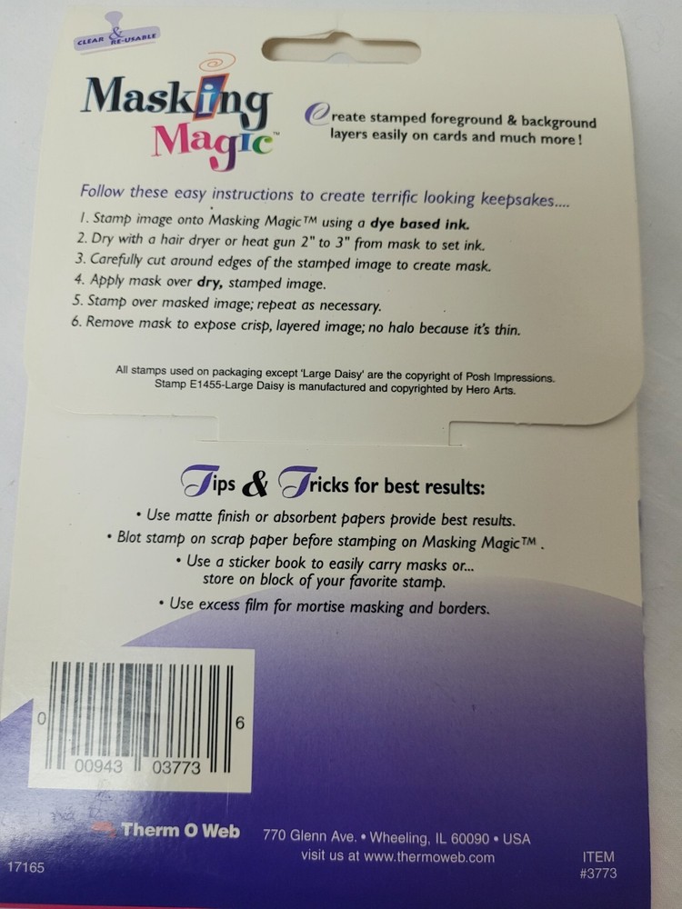Therm O Web Masking Magic Value Pack Clear Reusable 8 Sheets 4.25X5.5