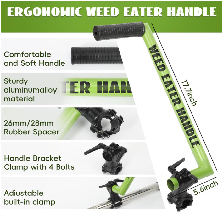 Upgraded Weed Eater Handle with Adjustable Shoulder Strap & Clamp