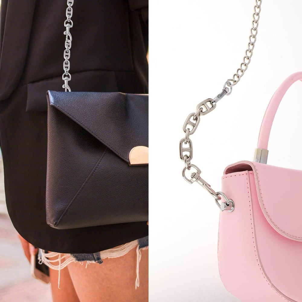 2pcs Silver Purse Strap Extender Chain for Bags Shoulder Length Adjustable