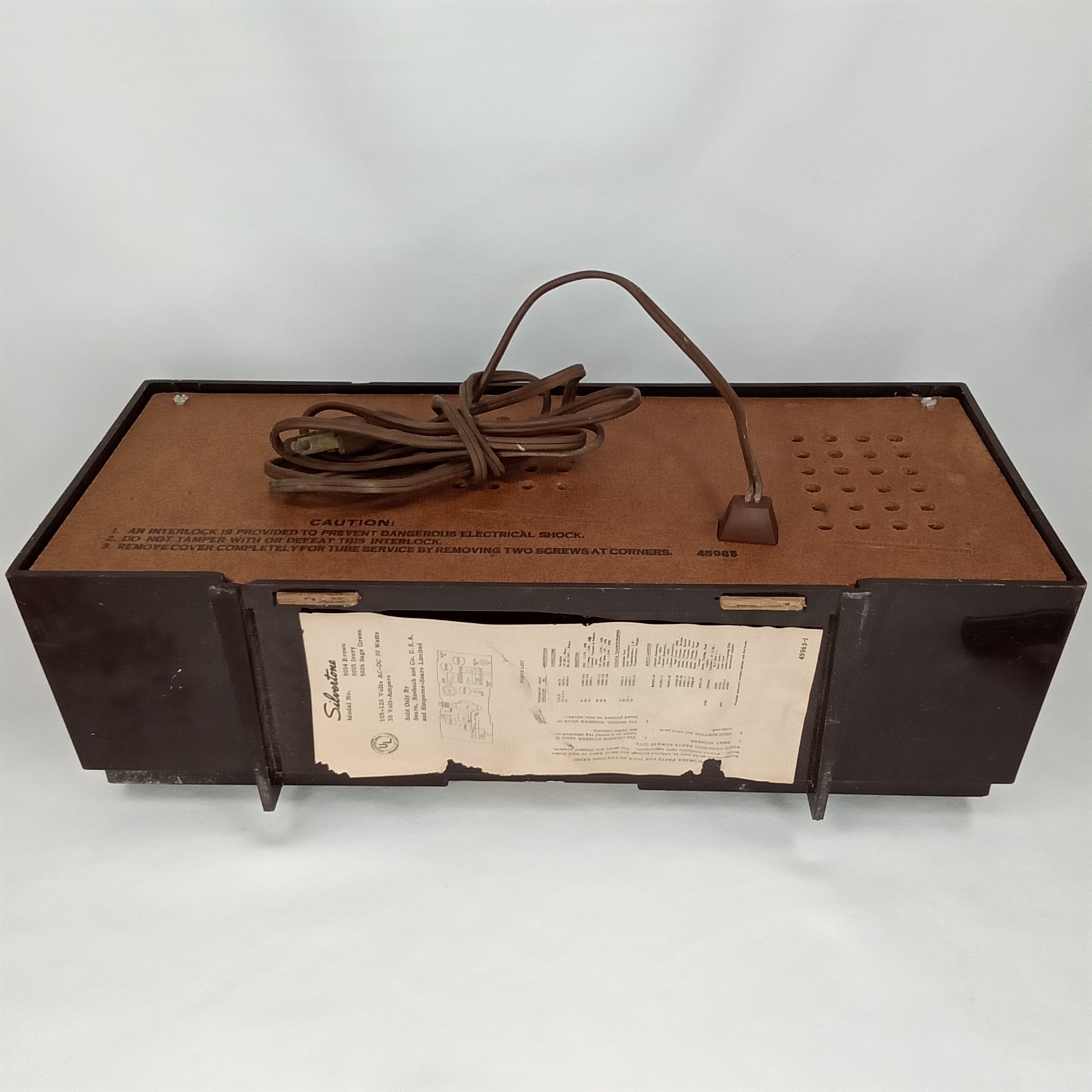 MCM Tube Radio Silvertone 9004 Brown With Twin Speakers Made In USA 1959