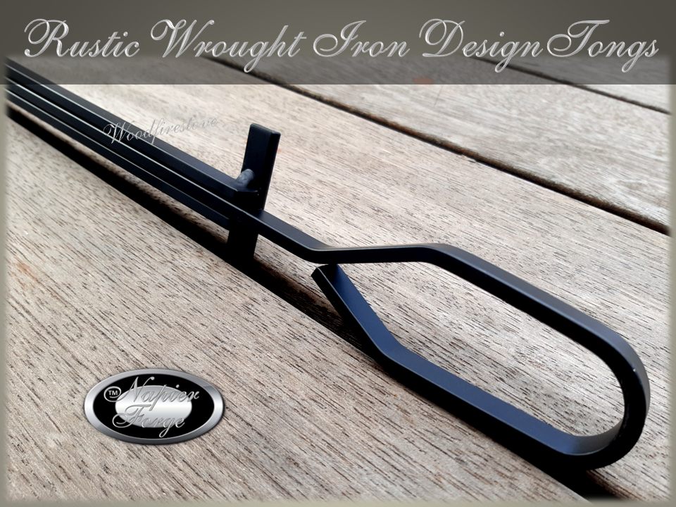 FIREPIT 🔥 Fireplace TOOLS LOG GRABBER / TONGS Wrought Iron Style Rustic