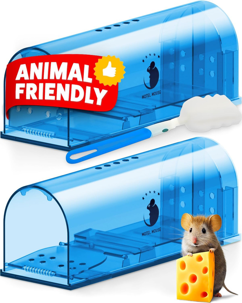 Humane No Kill Live Catch and Release Mouse Traps, Reusable with Cleaning Brush