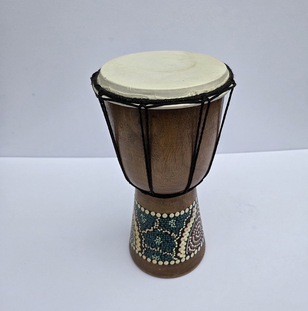 Hand-Carved Jive Djembe Drum – Solid Wood Percussion / Decor