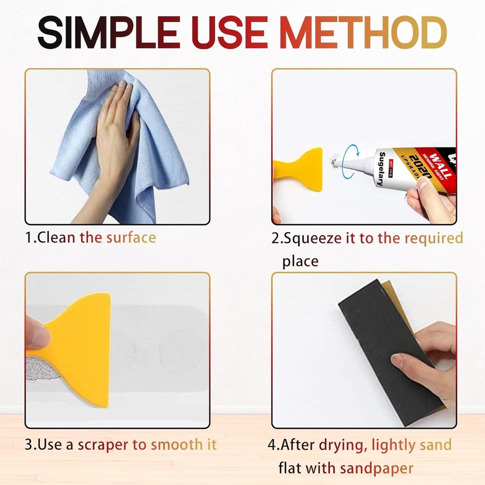 2-Pack Drywall Patch Repair Kit with Scraper - Waterproof Wall Spackle Paste