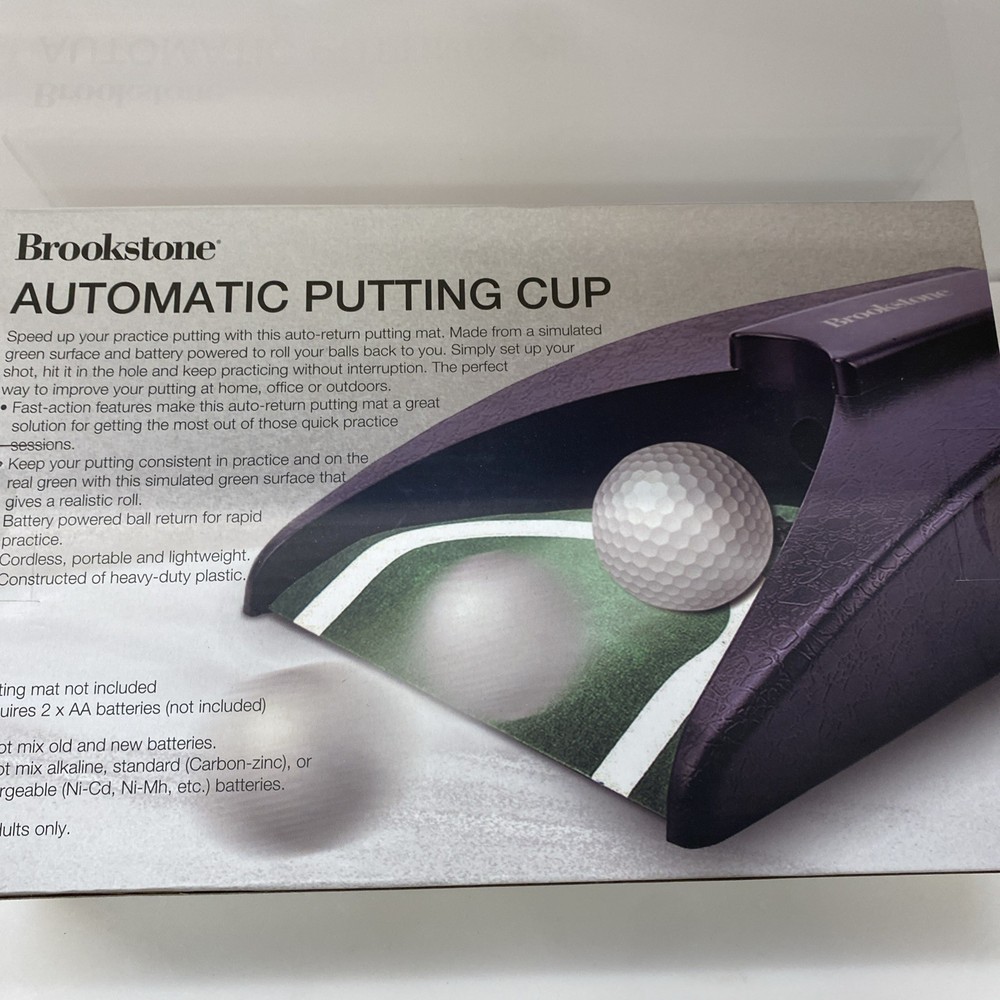 Brookstone Automatic Putting Cup Golf Ball Return Trainer Practice Aid -Open Box
