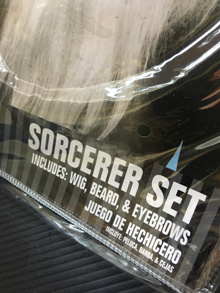 Sorcerer Set Includes: Wig, Beard, & Eyebrows Set (4 Pcs) - White, Self-Adhesive