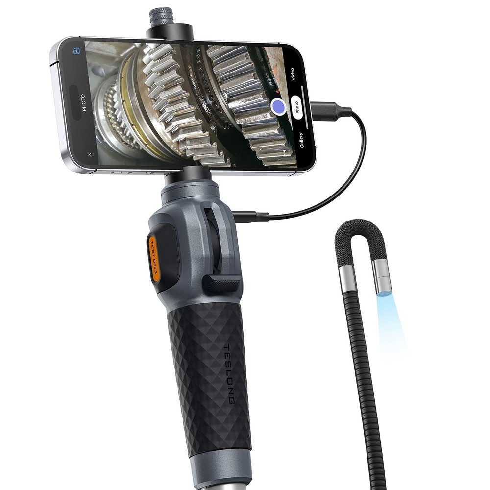 Two-Way Articulating Borescope with Light, USB-C Endoscope Inspection Camera ...