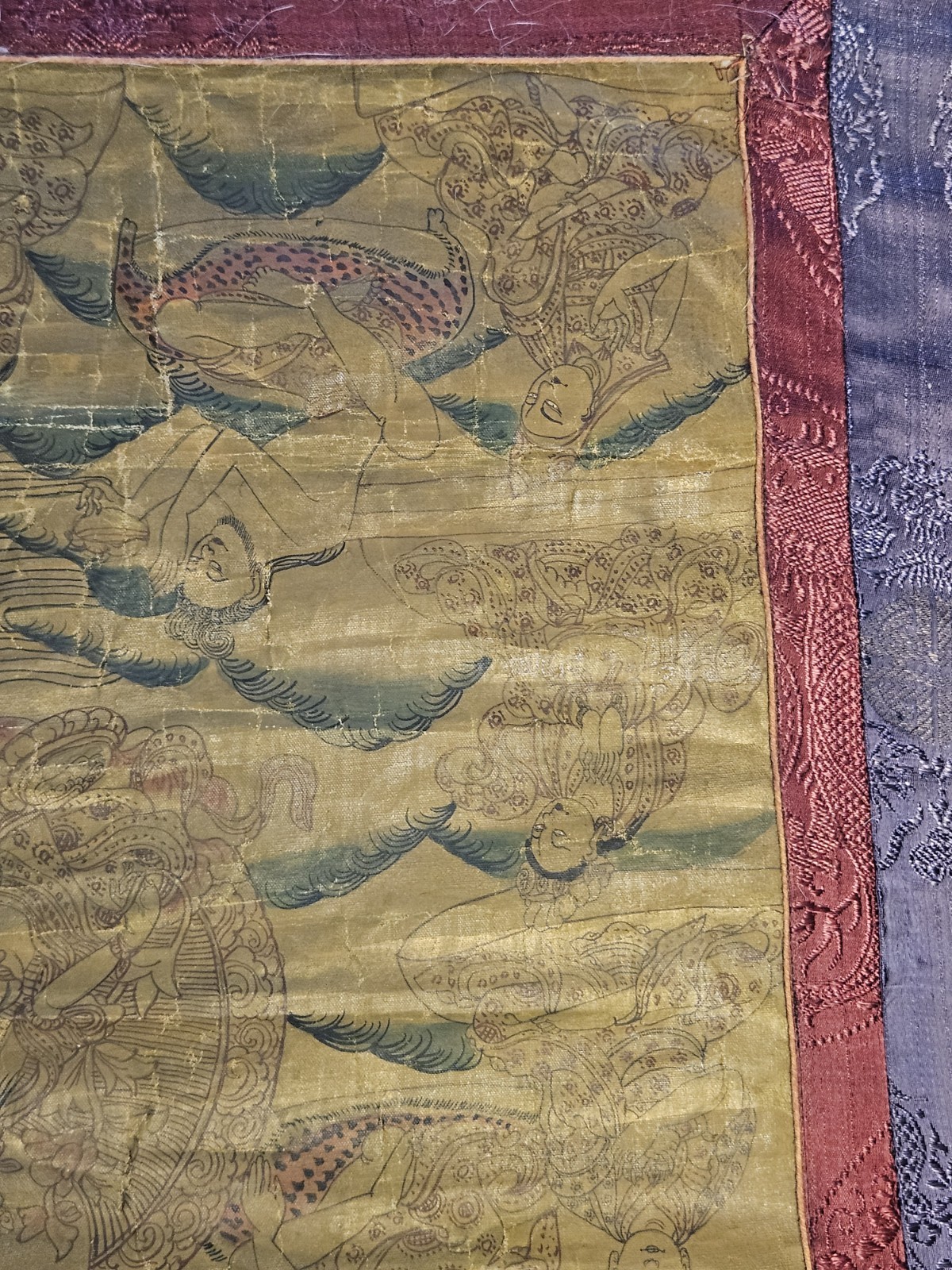 RARE ANTIQUE THANGKA PAINTING 9 DRALA BROTHERS TIBET BUDDHISM MASTERPIECE