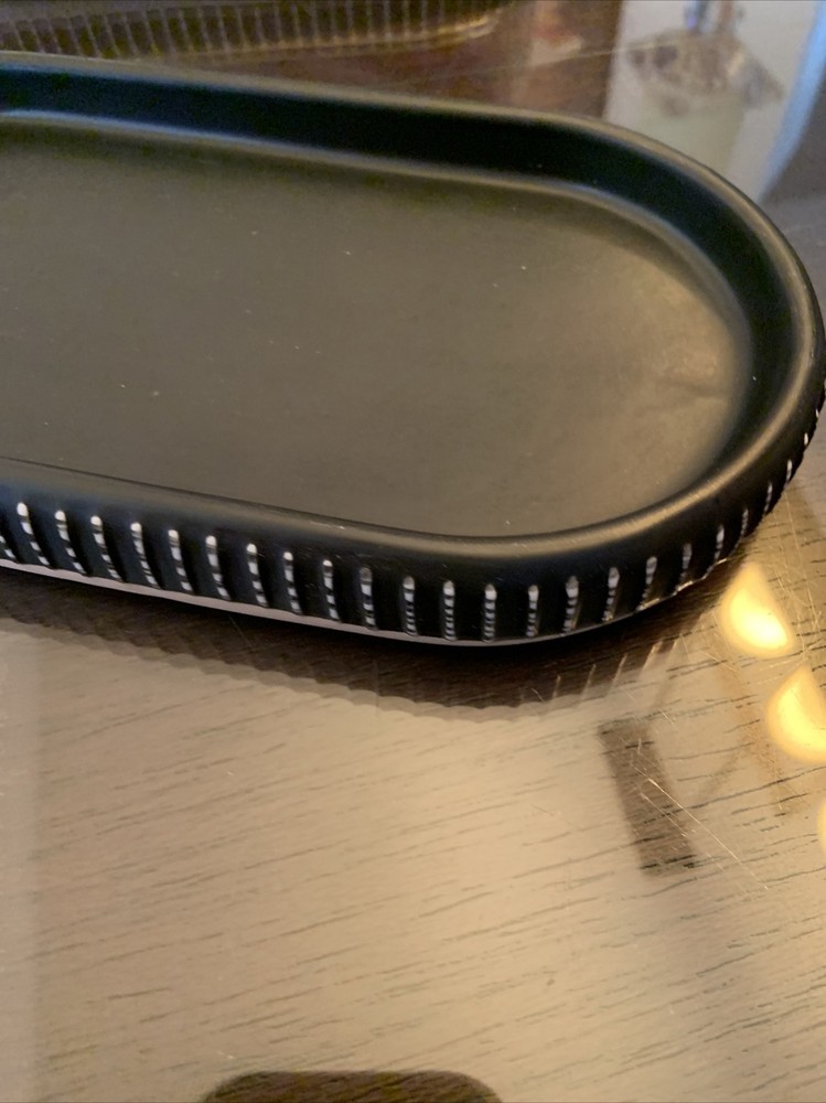 Ugg Ceramic Bathroom Tray Black Ivory Striped