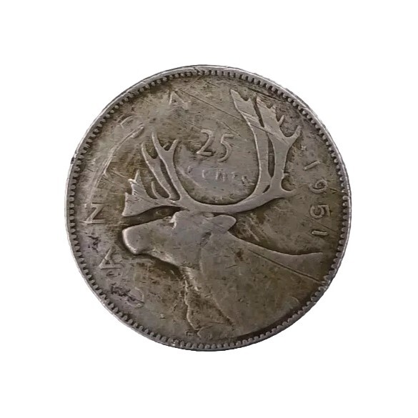 1951 Canada Silver 25 Cents