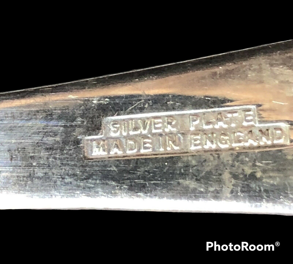 Vintage Salad Spoon & Fork Servers Silver Plate Made In England 12” Modern Sleek