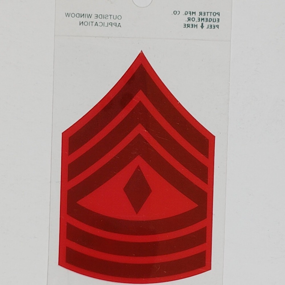 USMC First Sergeant (E-8) Subdued Vinyl Window Decal 2" x 3" Red & Gray, DE8‑M