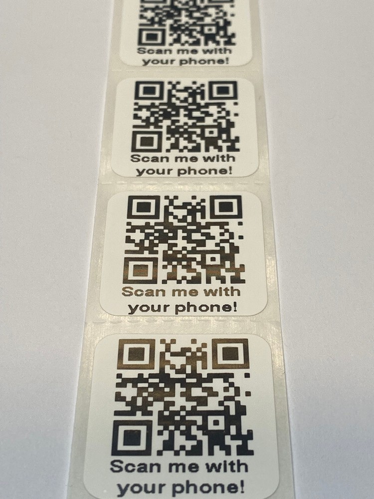 [QTY 200] CUSTOM PRINTED QR CODE LABELS -1 INCH SQUARE-DURABLE POLYPROPYLENE