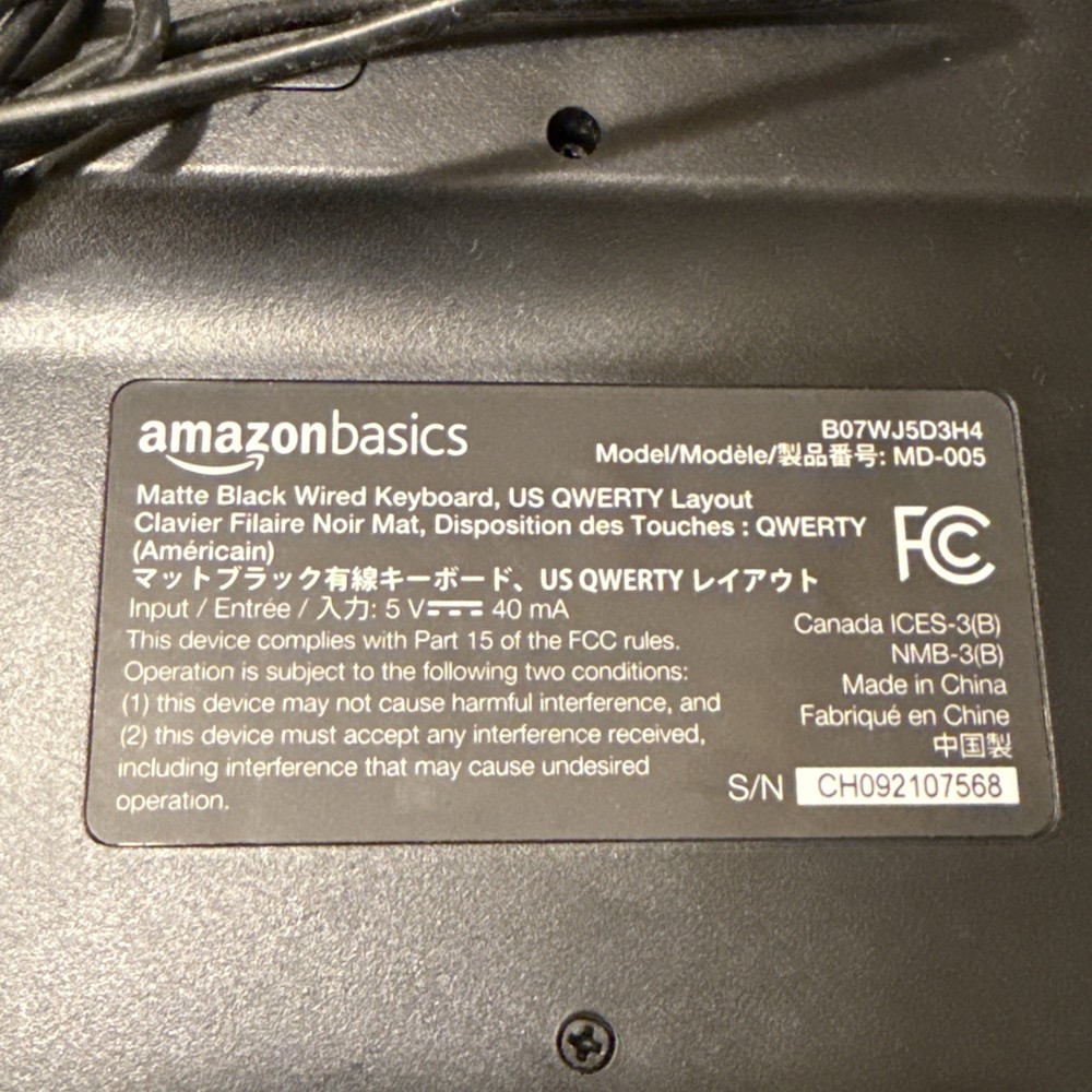 Lot of 5 Amazon Basics Wired Computer Keyboard