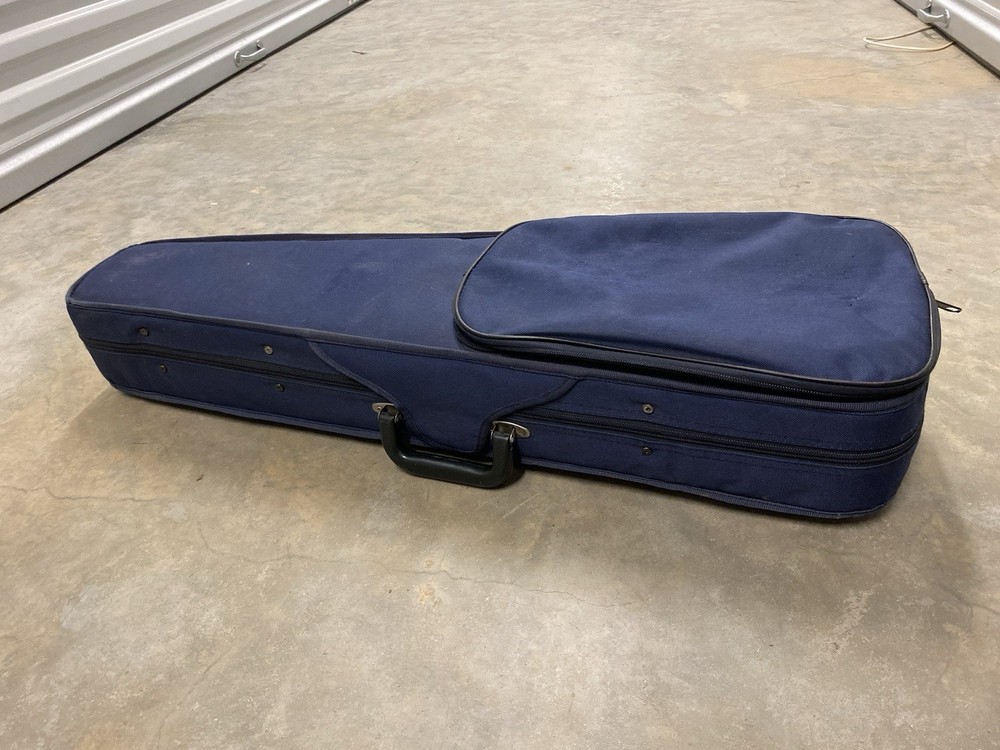 Durable Cloth Fluff Triangle Shape Case Gray/Beige Lining for Violin Blue