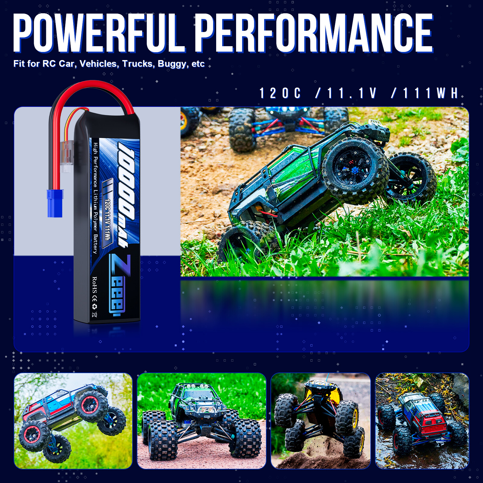 2x Zeee 3S Lipo Battery 10000mAh 11.1V 120C EC5 for RC Car Truck Tank Racing